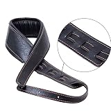 ギターストラップ ベースストラップ Guitar Strap,Soft Leather Guitar Strap&Bass Strap 幅9cm 長さ調整103-153cm 2つのギターピックを含みます(黒い)