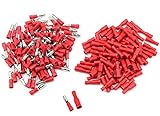 WINGONEER 100Pcs（50 Pairs）22-16 AWG絶縁されたメスのブレットクイックスプライスワイヤ端子ワイヤ圧着コネクタキット - 赤