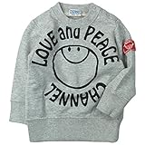 《H28年秋冬物》 CHANNEL(チャンネル) 30/10綿裏毛LOVE and PEACEトレーナー 130cm/杢グレー NO.CN-6432