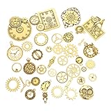 [NUOBESTY] 40個セット レトロパンク チャーム メタ スチームパンク 小型時計ダイヤル 装飾パーツ Diyハンドメイド用 約1.9X1.7インチ