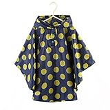 EZOM レインコート キッズ かわいい 超軽量 撥水加工 レインウェア ポンチョ かっぱ 子供 男女兼用 収納袋付き (L, ドット柄)