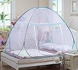 ワンタッチ式蚊帳　折りたたみ式 両側ドア設計　虫 蚊 対策 (180ｘ200ｘ150, ブルー)