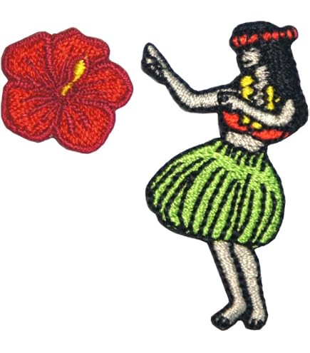 Amazon | ミノダ ラメポップ刺繍アイロンワッペン ハイビスカス レッド