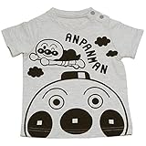 【本体綿100％】【乳児アイテム】2017年 夏物 アンパンマン 天竺 モノトーンＢＩＧモチーフ 半袖Ｔシャツ Anpanman グレー◇70cm