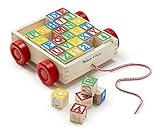 Melissa & Doug Classic ABC Wooden Block Cart Educational Toy With 30 Solid Wood Blocks [並行輸入品]