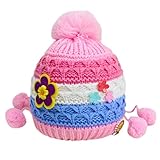 Happy　Cherry　新品　子供　キッズ　ベビー帽子　ニット帽　冬　ふかふか　ボンボン付き　お出かけ用品　クリスマスのプレゼント　ピンク