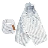 ミルフィーユ ギフトセット1（ブルー） フード付きバスタオル+スタイ1枚 今治産 (0～3歳用) のし・包装・メッセージカード対応