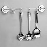 Dasaraステンレススチールバスルームキッチン吸盤フック6ハンガー吊りラックホルダー