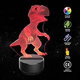 OVERMAL Dinosaur 3dナイトライトテーブルデスクランプ7色3d Optical Illusionライト
