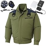 フルハーネス用 空調服 空調風神服 2017年新商品 肩パット付綿100%ブルゾン（2017年最新型/日本製/リチウムイオンバッテリー/新型ファン）<099-KU93504F> (L, 47-ディープ