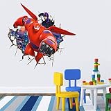 Zebratown 20*28 Inch 3d Armor Baymax Wall Sticker Decals for Kids Boy's Bedroom Super Marines Wallst