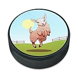 アイスホッケーパックフィールド上のハッピーラム