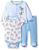 Nannette Baby Boys' 3 Piece Layette Set with Cardigan Creeper and Pant Blue 3-6M [並行輸入品]