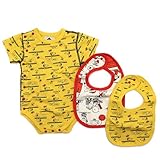 BOO FOO WOO 【SUPER BOO HOMES】スヌーピー　サーフアップ半袖ロンパース＆ビブセット YE 80