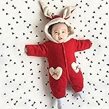 ベビー服 ふわふわ ロンパース 赤ちゃん カバーオール 耳付き 新生児 長袖 フード アニマル 着ぐるみ 綿入り 秋冬防寒 出産祝い
