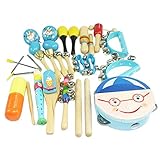 Happy Cherry キッズ/子供/ベビー 誕生日 クリスマス プレゼント 木製のロールドラム音楽玩具楽器16件一セットごとに - ブルー