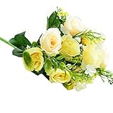 anboo人工シルク牡丹花ホームガーデンウェディングパーティーブライダルBouquet Decor Approx. 30cm / 11.8inch イエロー