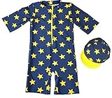 ＲＥＬＩＧＨＴ（リライト） 水着 星柄 ワンピース 浮き輪 帽子付き 男の子 ネイビー XLサイズ (XL)