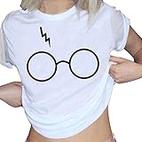 トップス Timsa 日韓風 レディース ジャージ 修身 カジュアル シャツ スウェット 春夏 クルーネック 半袖 Tシャツ かわいい アニメ眼鏡柄 カットソー 女の子 カジュアル 吸汗速乾 上着 通