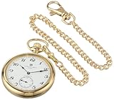 Charles-Hubert- Paris Stainless Steel Gold-Plated Mechanical Open Face Pocket Watch #3756-GA