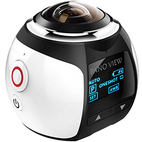 OVTECH 3D・VR 4k ビデオカメラ 360度 パノラマ カメラ フルHD撮影 アクションカメラ Wifi 2448P 30FPS 30メートル防水 APP 運転記録 自転車、スキー、サーフ、ダイビングといったアウトドアスポーツや空撮に適用する（シルバー）