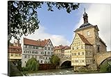 ジム・Engelbrechtプレミアムシックラップキャンバス壁アート印刷題名ドイツ、バンベルク、Old Town Hall on the River Regnitz 48" x 32" 2202913