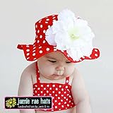 jamie rae hats(ジェイミーレイハット)　サンハット　ＺＩＰ袋入り (Mサイズ・内寸約48cm, レッドドットｘホワイトピオニー)