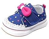 EOZY ベビー シューズ キャンバス ファーストシューズ 可愛い 蝶結び飾り 赤ちゃん靴 女の子 女児 キッズ スニーカー 春秋 ブルー 内寸12.5cm