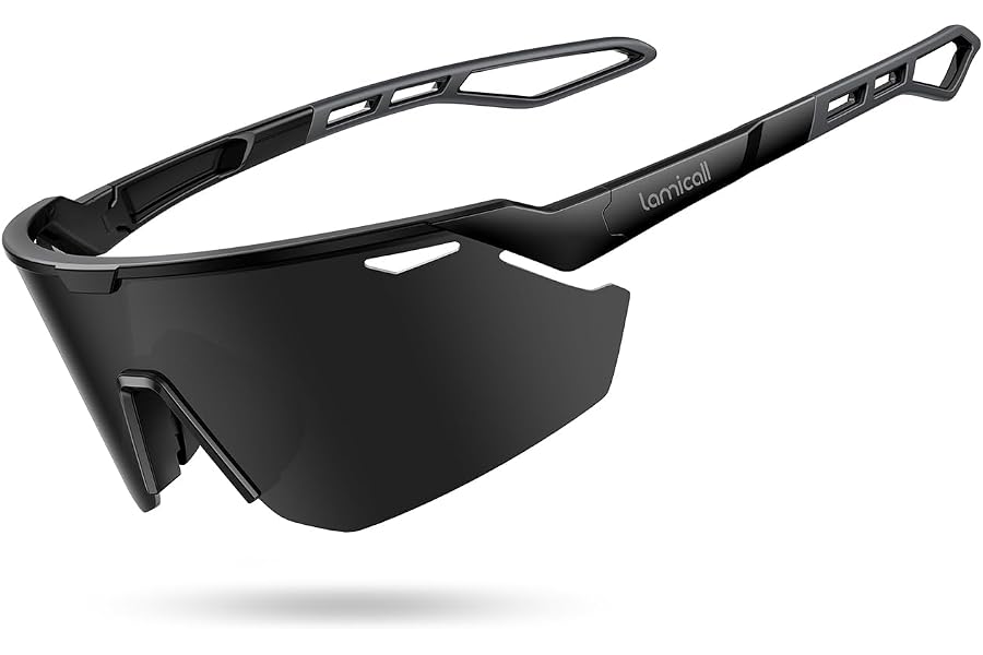 Lamicall Polarized Sports Sunglasses for Men Women, [99.9% UV400 Protection] [24g Ultralight] [Air Vent Design] Sun Glasses f