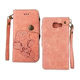 Galaxy A5 2016 ケース,COOSTOREJPレトロエンボス加工ローズFlorals PUレザーケース磁気カードウォレット+取り外し可能な手首ストラップのデザインは、に適用するSamsun