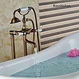 Floor Mount Dual Handles Bathtub Mixer Faucet Antique Brass Bathroom Standing Tub Mixer Taps