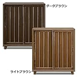 日本製 和風 幅90cm 引き戸タイプ シューズボックス 桐製 完成品 (ライトブラウン)