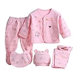 PER 新生児服　ベビー服　ベビー肌着　下着　5枚組　出産祝い　プレゼント (ピンク)
