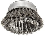 Weiler Wire Cup Brush, Threaded Hole, Steel, Partial Twist Knotted, Double Row, 4" Diameter, 0.014" 