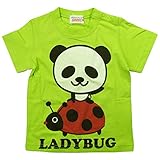 《初夏盛夏対応》 GARACH(ギャラッチ) 天竺テントウムシPANDA半袖Tシャツ 80cm /Gn NO.AH-1621305