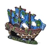 アクアリウム オブジェ 青い帆の海賊船 水槽装飾 テラリウム オーナメント【並行輸入品】