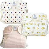 新生児用おむつカバー 3枚組 ボーダー・ドット・ひよこ柄 日本製 (50cm,女の子)