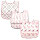 Luvable Friends ラバブルフレンズ Waterproof Bib with Crumb Catcher Pocket ポケット付き 防水エプロン 3枚セット 食事用 ビブセット Pink
