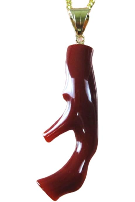 MCN-019 K18 血赤珊瑚 ネックレス 蝶々