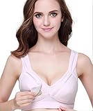 マタニティブラ ハーフトップ　ボタン式で前開き授乳ブラ　リムなし　綿（5色） (XXL(90A-90D), ピンク)