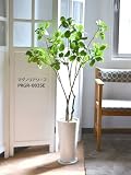 GREENPARK マグノリアリーフ 皿付スリムプランター H36 ウッドチップ 造花 フェイクグリーン