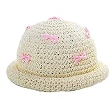 1-5Y赤ちゃん太陽の帽子、赤ちゃんの麦わら帽子、[太陽の帽子とボウタイ、オフホワイト]