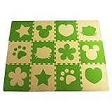 [crosmall]ジョイントマット シリーズ パズルマット　防音効果　衝撃吸収　30×30フチ付き12枚組 (抹茶)