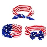 Monique Kids 3pcsかわいい蝶結びカチューシャヘアバンドセットアメリカ国旗Stars & Stripes US サイズ: One size