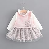 ベビー服 子供服 女の子ワンピース Pojour 長袖ドレス 可愛いベスト 秋冬 オシャレ 通園 発表会 旅行 記念日 プレゼント ピンク