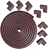 コーナークッション 5m+コーナーガード 8個入 セーフティーグッズ セーフティクッション けが防止 ケガ防止 両面テープ 付き(L型, ブラウン) (ブラウン)