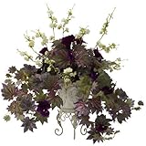 Nearly Natural 6729 Morning Glory and Cherry Blossoms with Decorative Metal Planter, Green/Purple by