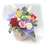 【敬老の日ギフト】レインボーローズのプリザーブドアレンジ　[レインボーDEAR]クリアケース入り