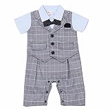 (フィーショー)FEESHOW ベビーフォーマル半袖 夏用 セレモニー ロンパース 結婚式服 男の子 フォーマルスーツ 新生児 記念撮影 出産祝い グレー #95