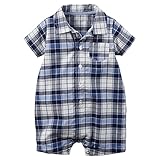 カーターズ Carter's ロンパース 半袖 綿100% Plaid Button-Front Romper 9M (67-72cm) [並行輸入品]